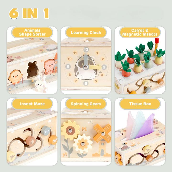 Produktbild Activity Board 6 in 1 Stoffbox Babyspielzeug von Motor Toys