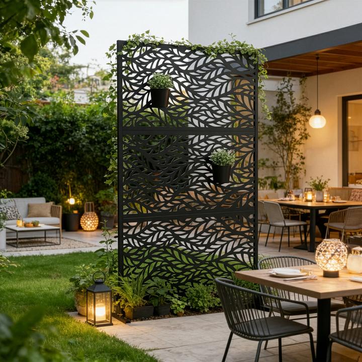 Actual product image Casa.Pro Trennwand And verzinkter Stahl 180x90 cm Schwarz (180 x 90 x 40 cm)