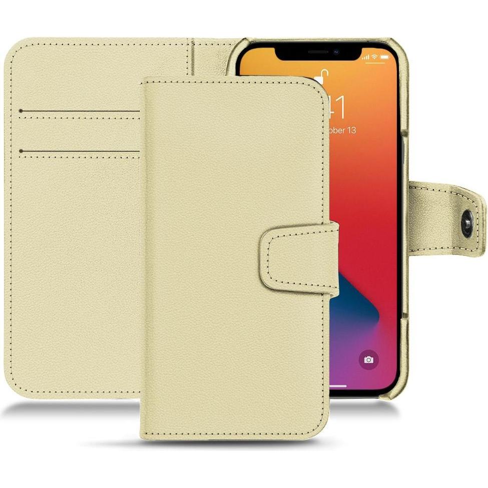 Noreve Lederschutzhülle Wallet (Apple iPhone 13 Pro Max), Smartphone Hülle, Beige