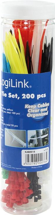 Image du produit LogiLink Set de colliers de serrage, 200 pièces (Serre-câbles en plastique, 2.50 mm, 200 pcs)