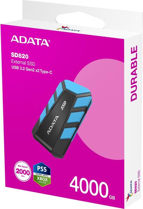 Actual product image Adata SSD 4.0TB External SD820 U3.2 Gen2 Typ C Blue (4 TB)