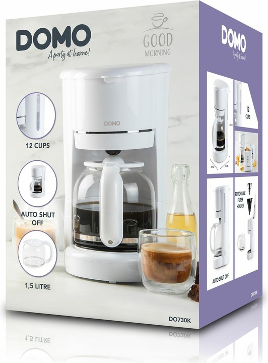Produktbild Domo CAFETIÈRE BLANCHE DO730K 900W 1,5L 12 TASSES PORTE-FILTRE AMOVIBLE ARRÊT AUTOMATIQUE