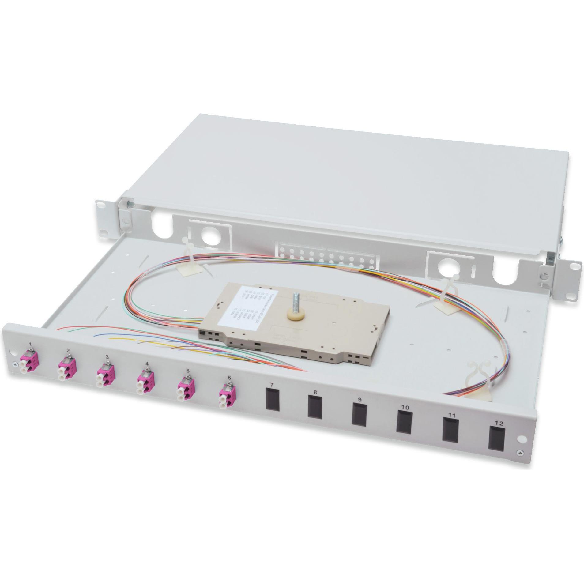 Digitus Ausziehbare Glasfaser - Spleissbox 1U Equipped 6x LC duplex inkl. M 25 Schraube Spleisskassette F..., Server Zub...