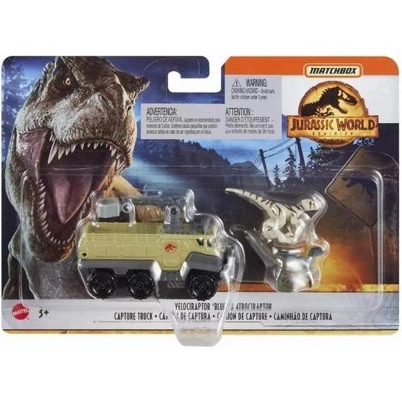 Mattel Matchbox Jurassic World Transporter mit Velocirapto
