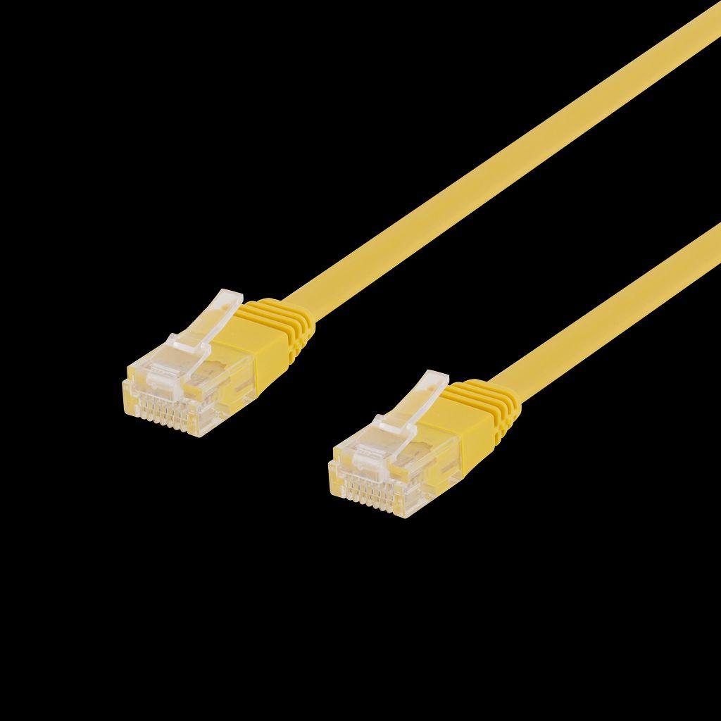 Thumbnail - Deltaco U/UTP Cat6 patch cable flat 0.3m 250MHz yellow (U/UTP, CAT6, 0.30 m), Netzwerkkabel