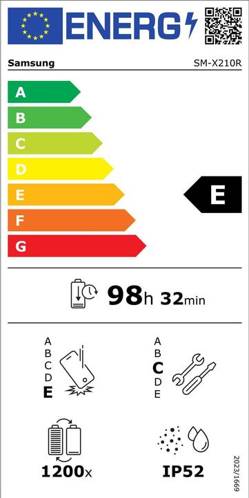 Energie-Label Samsung Galaxy Tab A9+ (nur WLAN, 11", 128 GB, Graphite)