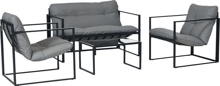 Produktbild Outsunny Gartenmöbel-Set Stahl, Polyester Grau+Schwarz
