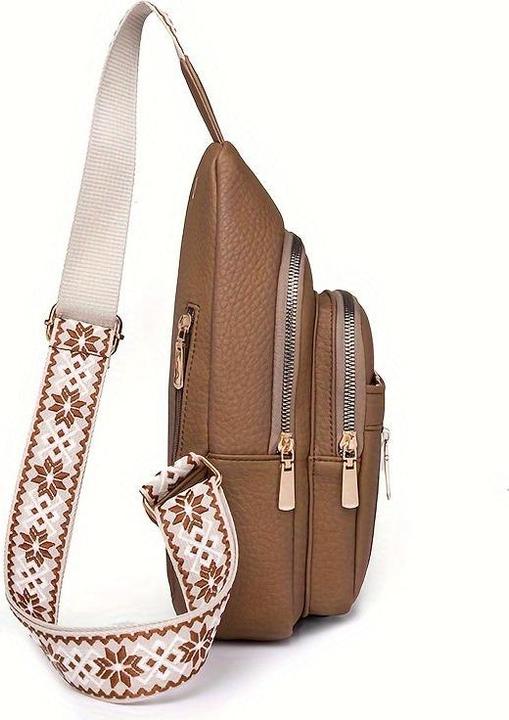 Produktbild Only-Bags.Store Vintage-Brusttasche mit mehreren Taschen und Reissverschluss, lässige Sport-Umhängetasche aus