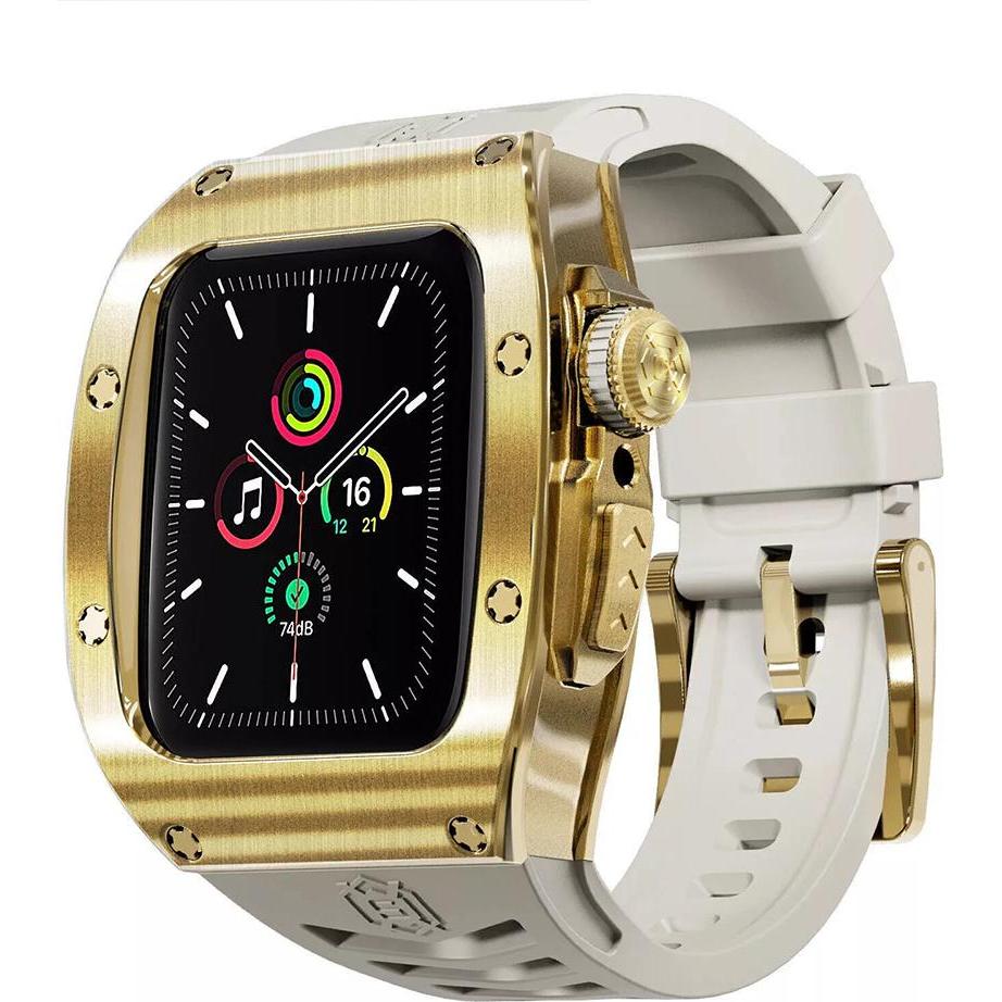 Shellbox - Waterproof IP68 + Watchband - Apple Watch 4 / 5 / 6 / SE (44mm) - Gold, Smartwatch Zubehör, Gold