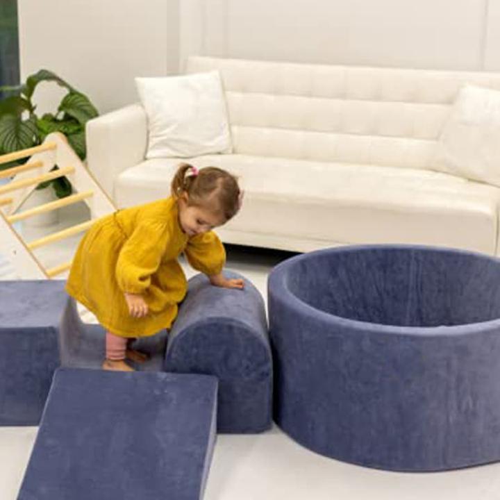 Image du produit Activity Board Waldorf Baby Piscine à balles ronde 90x40cm avec 300 balles, Piscine à balles cadeau - Velours bleu