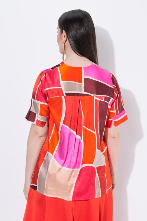 Actual product image Ulla Popken Abstract Print Stretch-Fit Viscose Blouse (42, 44)