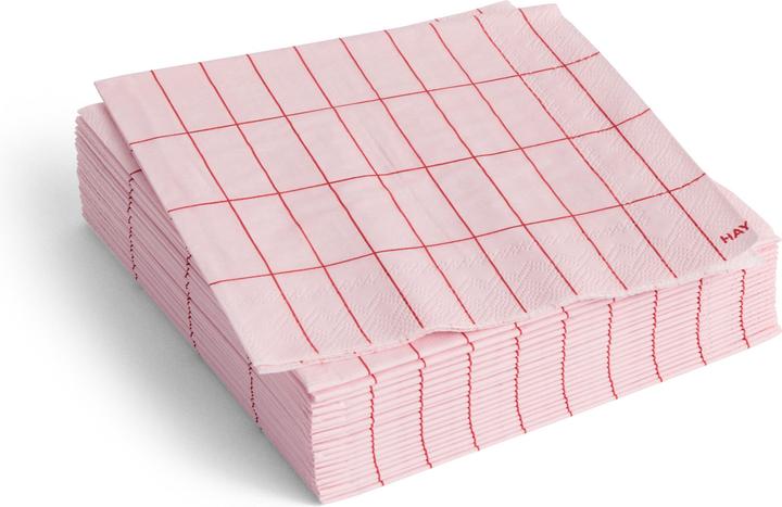 Produktbild HAY - Pattern Cocktail-Servietten - 20er-Set - Hellrosa & Rotes Gitter (20 Stk., 12.50 x 12.50 cm)