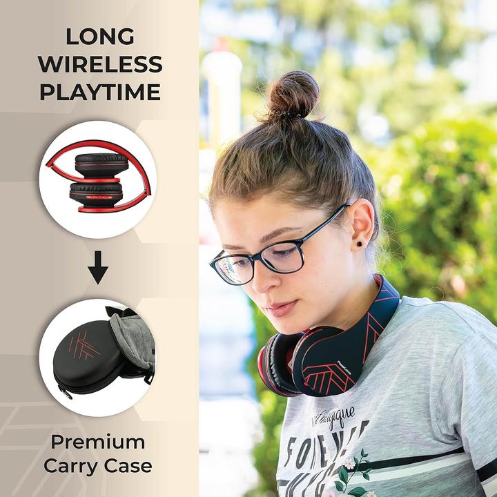 Image du produit PowerLocus Casque sans fil P2 (noir-rouge) (20 h, Sans fil, Filaire)