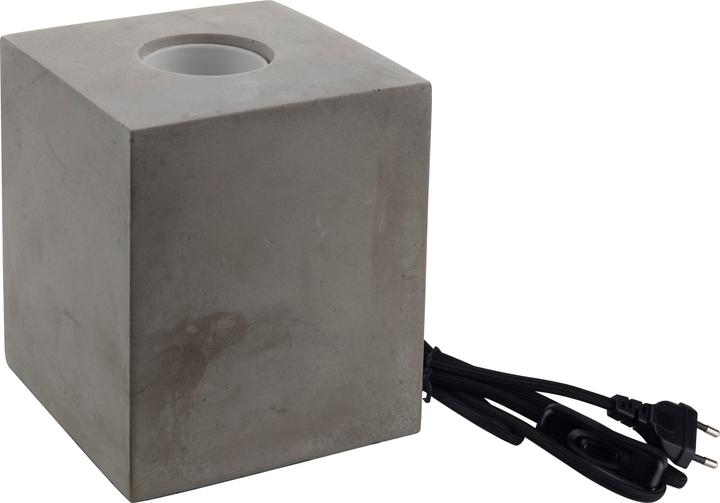 Luxula Table lamp, CUBE, metal, E27, cement look, textile cable with switch (E27)