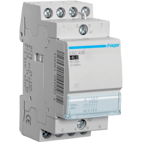 Hager Installationsschütz 25A ESC426 4Öffner 230V, Relais