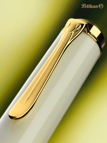 Image du produit Pelikan Stylo Plume M400 Blanc Ecaille EF Etui (Blanc, Blanc/jaune, Marron, 1x)