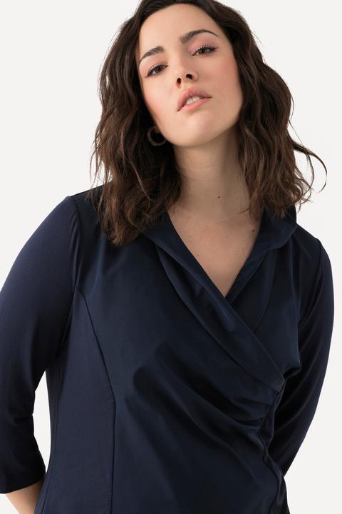 Produktbild Ulla Popken Shirt, Taft-Kragen, Classic, V-Ausschnitt, 3/4-Arm (58)