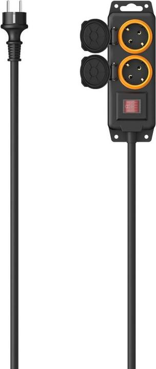 Produktbild Hama Steckdosenleiste, 2-fach, für aussen IP44, Schalter, Wandmontage, 2 m, Schw. (2x, CEE 7/3, 2 m)