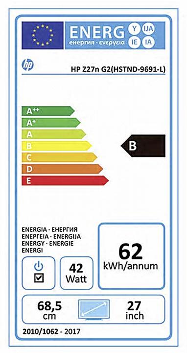 Energie-Label HP Z27n G2 (2560 x 1440 Pixel, 27")