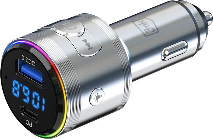 Actual product image 3MK Hyper Car Power Transmitter 48W QC PD PPS USB-C/USB-A with Audio Transmitter Silver