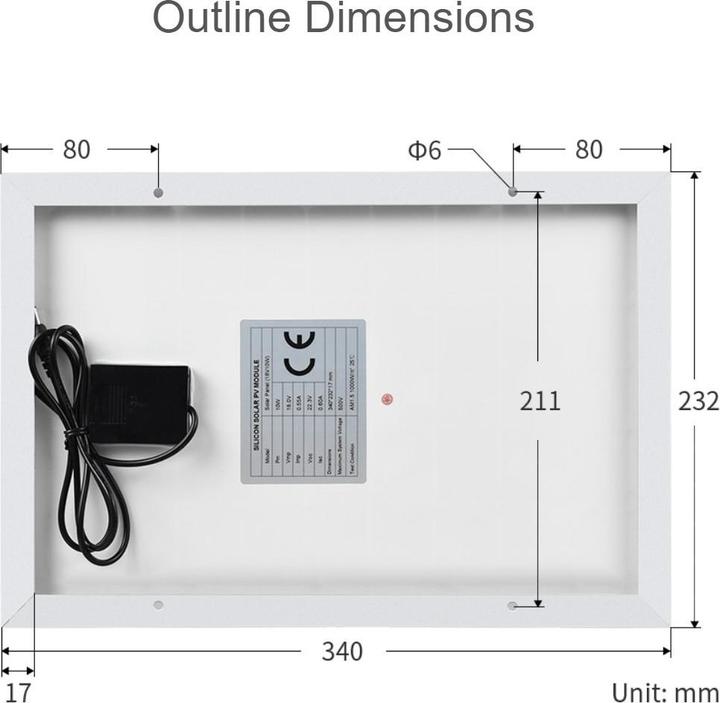 Produktbild WaveShare 18V 0.61A monokristallines Solar Panel 10W (10 W, 0.82 kg)
