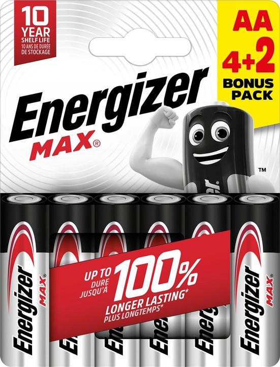 Productafbeelding Energizer Max Alkaline Mignon batterijen, 4 + 2 gratis (6 Pcs., AA)