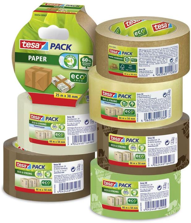 Actual product image tesa tesapack PAPER STANDARD packaging tape - 56 % bio-based material - recycling-friendly (38 mm)