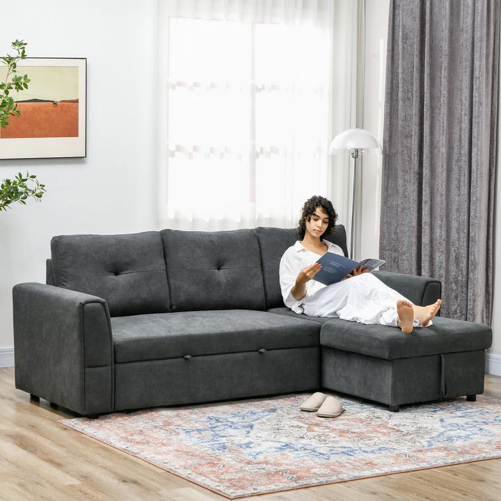 Produktbild Homcom Schlafsofa Polyester Dunkelgrau (3-Sitzer)