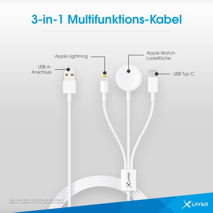 Actual product image Xlayer 3 in 1 Multicharger USB-Cable (1.50 m)