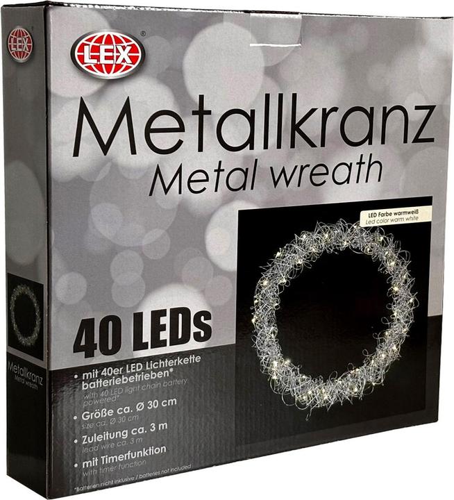 Produktbild Inda-Exclusiv 40 LED Hängekranz / Tischkranz Metall Ø30cm warmweiss