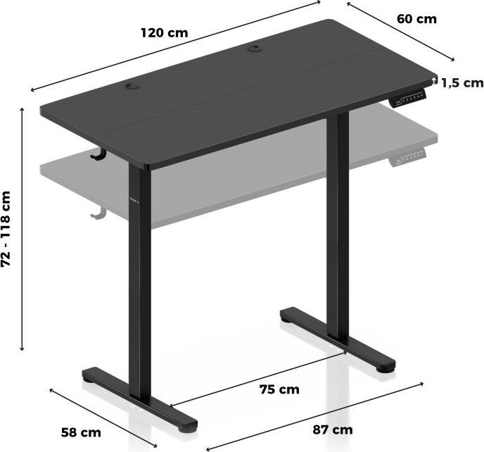 Produktbild Huzaro Biurko Gamingowe Hero 8.1 Black
