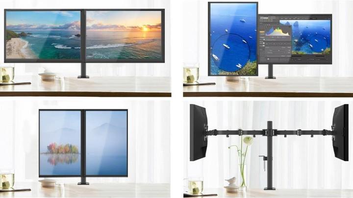 Image du produit Techly Kit de fixation (fixation de serrage pour table, bras de fixation pour double écran, etc. (Tables, 27", 10 kg)