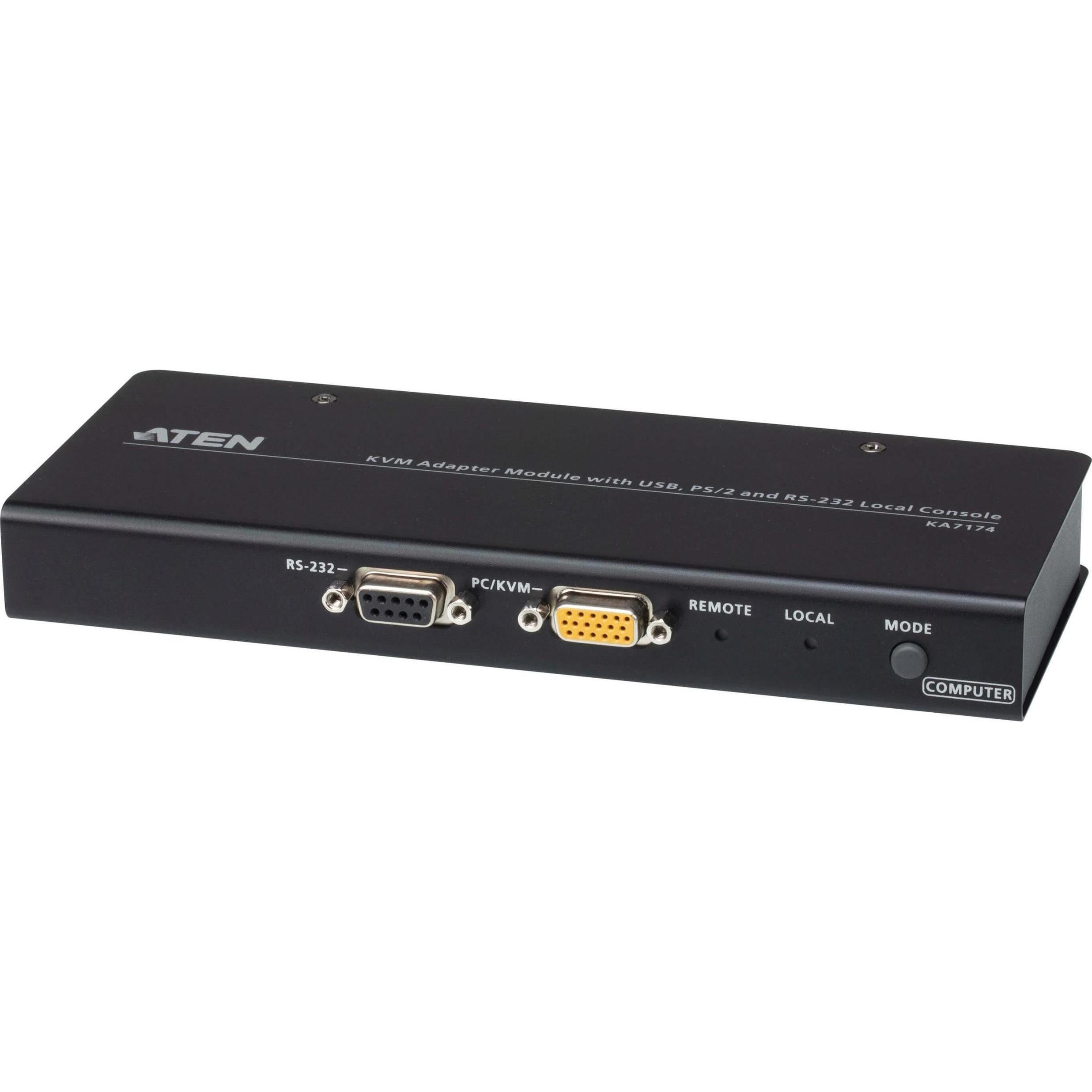 Aten Modulo adattatore KVM KA7174 con console locale USB, PS/2 e RS-232, Switch KVM, Nero
