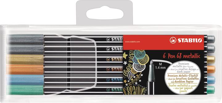 Actual product image STABILO Pen 68 Premium Metallic Felt Pen (Multicoloured, 6 x)