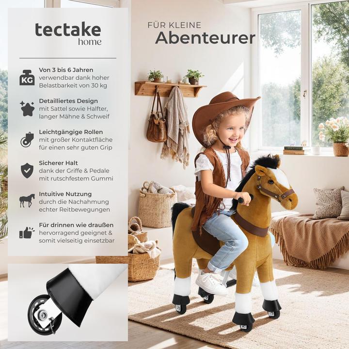 Produktbild tectake Schaukelpferd auf Rollen, Plüsch, realistisches Design