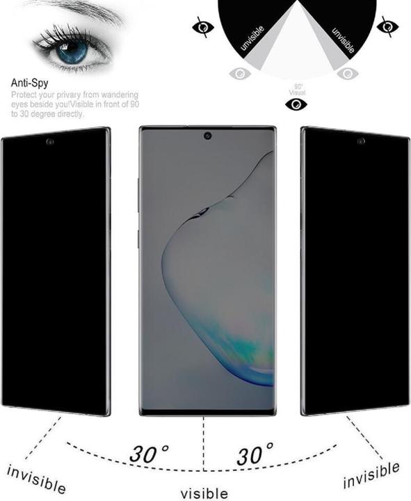 Actual product image Protectorking 1x real tempered 9H armoured glass privacy shield (1 pcs., Samsung Galaxy Note 10)
