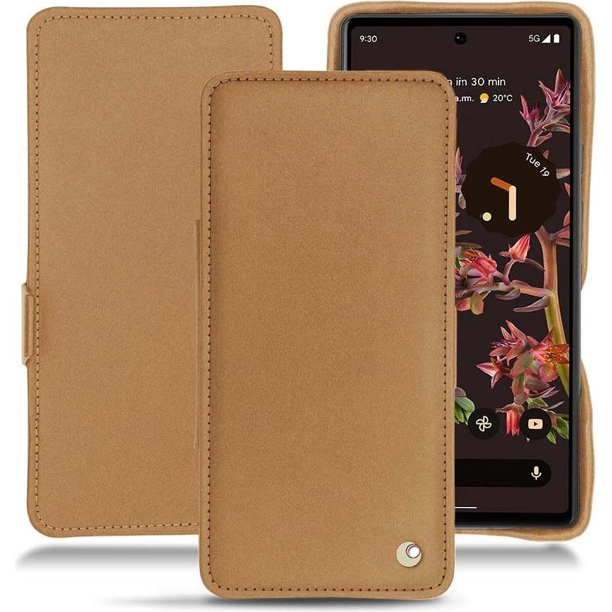 Noreve Lederschutzhülle horizontal (Google Pixel 6a), Smartphone Hülle, Beige