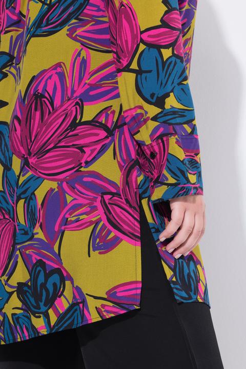 Produktbild Ulla Popken Longbluse, Blüten, Hemdkragen, Langarm (50, 52)