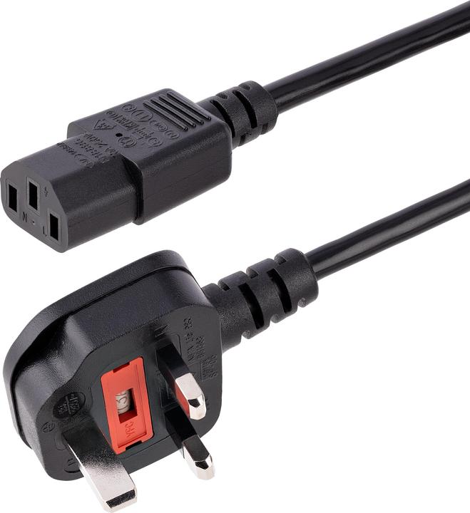 Actual product image StarTech Cold device plug power cable 3m - C13 to BS 1363 mains connection cable (3 m, BS 1363)