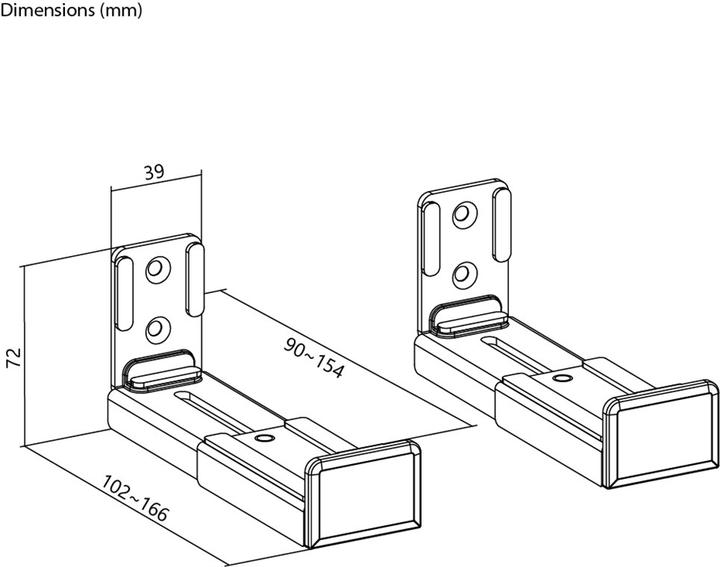 Actual product image Goobay Universal soundbar wall mount (Wall installation, Not movable)