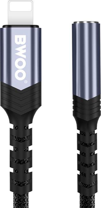 Actual product image Bwoo audio adapter cable BZ48 aux 3,5 mm to lightning black (Jack adapter)