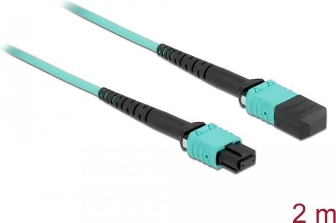 Produktbild Delock LWL Kabel MPO Buchse zu MPO Buchse 12 Fasern, Polarität B, Multimode OM4, 50/125 µm, 2 m (2 m)