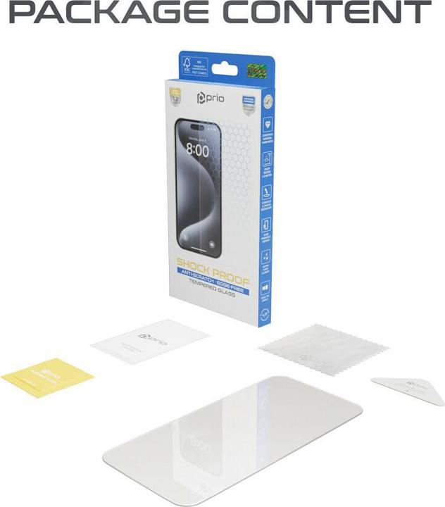 prio Verre trempé anti-rayures pour iPhone 16 Plus/15 Plus/15 Pro Max (6,7 pouces) clair (1 pcs, Apple iPhone 15 Plus, Apple iPhone 15 Pro Max, Apple iPhone 16 Plus)