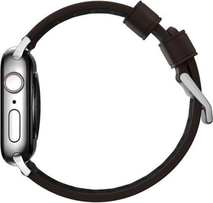 Actual product image Nomad Active Band Pro -nahkaranneke, Apple Watch 49 / 45 / 44 /, hopea/ruskea (20 mm, Leather, Stainless steel)