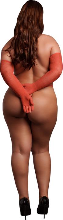 Actual product image Le Désir Shimmering Opera Gloves - Plus Size - Red/Gold Glitter (XL)