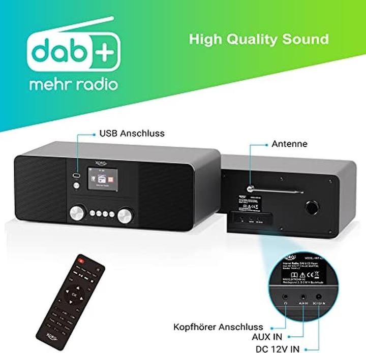 Image du produit Xoro HMT 620 Radio Internet stéréo tout-en-un noire (DAB+ DAB, FM, Bluetooth, WiFi)