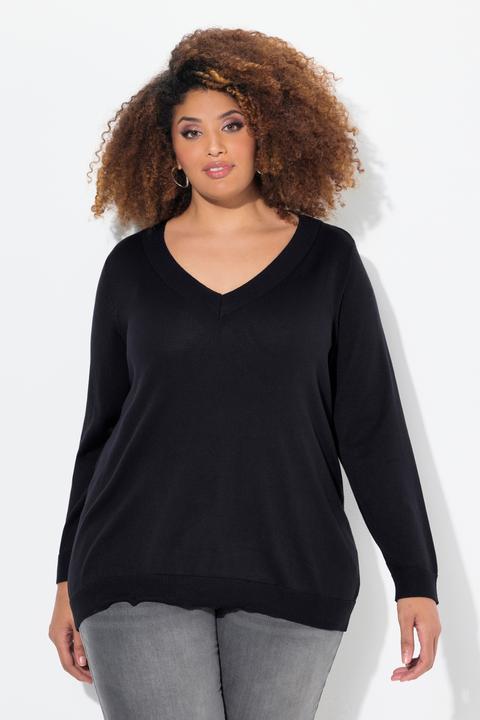 Immagine prodotto Ulla Popken Maglione in morbida maglia fine con scollo a V e maniche lunghe (42, 44)