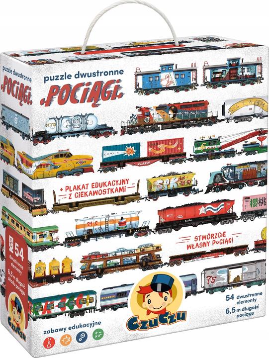 Actual product image Czuczu Double-sided jigsaw puzzle - Trains (54 pieces)
