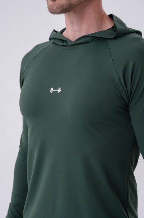 Image du produit Nebbia T-shirt à manches longues avec une capuche 330 vert foncé (XXL)