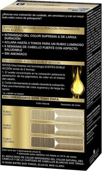 Actual product image Syoss OLIO INTENSE ink sin amoniaco #10.50-rubio claro ceniza 5 (Light Ashy Blonde)